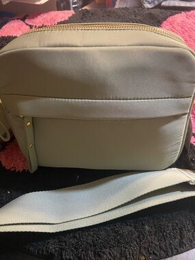 Time and Tru Light Sage Crossbody Bag with Gold Hardware